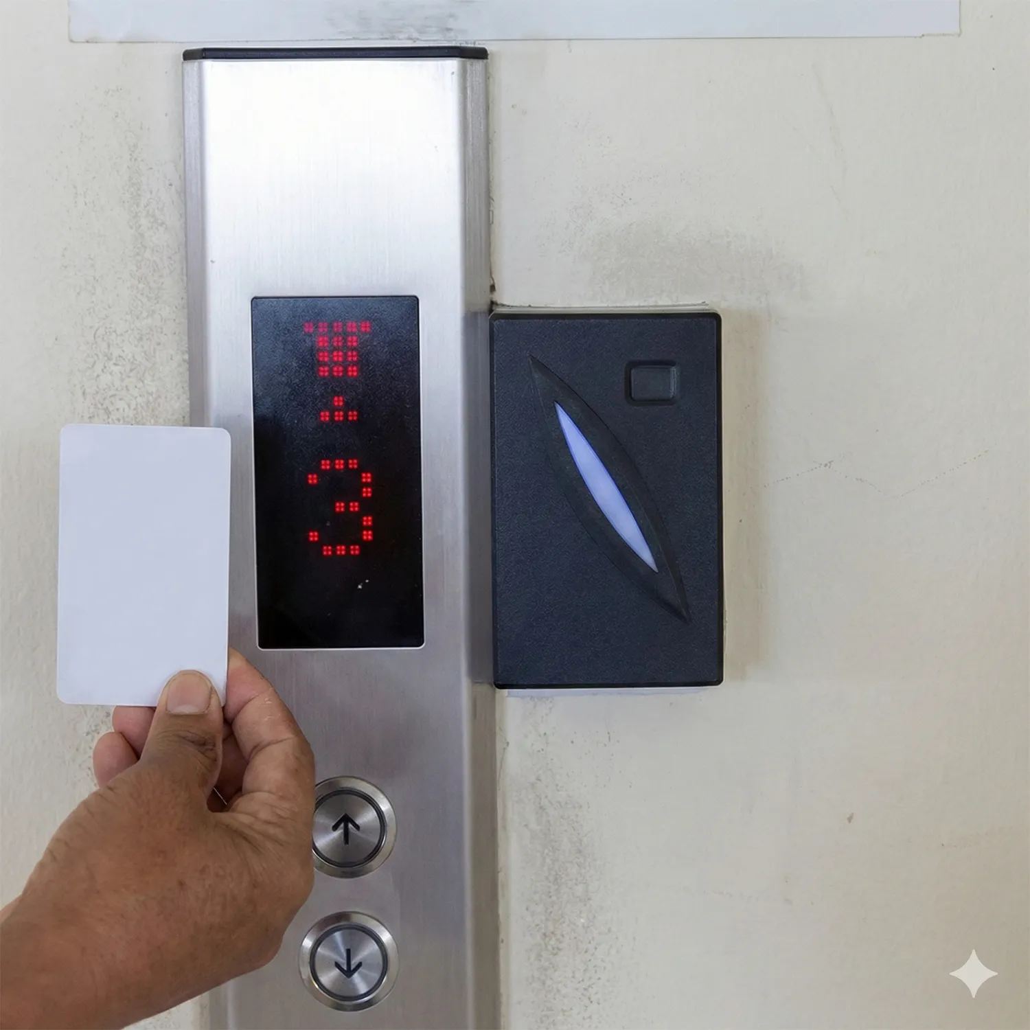 Elevator access control with card reader and audit logging